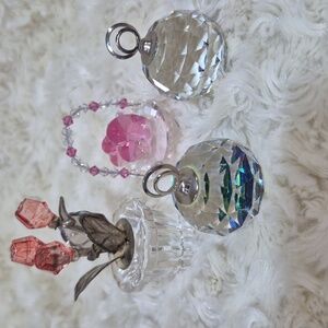 Crystal Ornament Set with Pink Accents